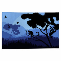 Monkey Family In Wild Nature Rugs 33966159