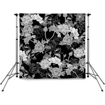 Monochrome Background With Flowers Backdrops 61575593