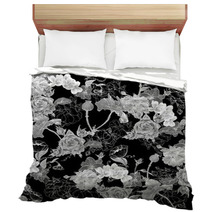 Monochrome Background With Flowers Bedding 61575593