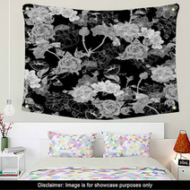 Monochrome Background With Flowers Wall Art 61575593