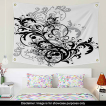 Monochrome Floral Ornament - Vector Wall Art 5697075