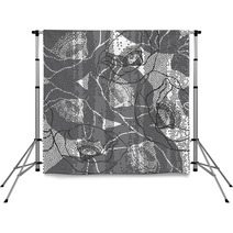 Monochrome Seamless Pattern With Poppies. Hand-drawn Floral Back Backdrops 72579407