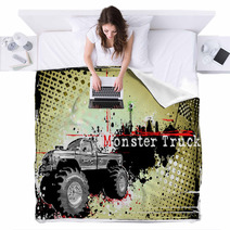 Monster Truck Horizontal Poster Blankets 28569216