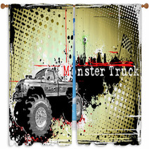 Monster Truck Horizontal Poster Window Curtains 28569216