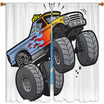 Monster Truck Jumping Window Curtains 53885603