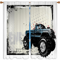 Monster Truck Poster Window Curtains 33186715