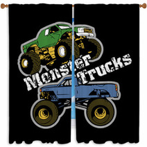 Monster Trucks Vector Window Curtains 37134811