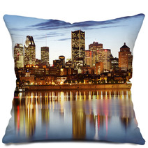 Montreal Skyline At Dusk Quebec Canada Pillows 43658795