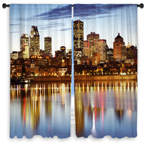 Montreal Skyline At Dusk Quebec Canada Window Curtains 43658795