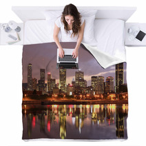 Montreal Skyline At Night Canada Blankets 43658736
