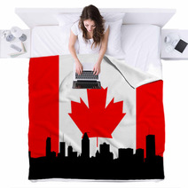 Montreal Skyline Illustration Blankets 1646406