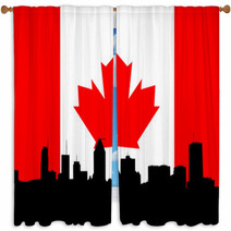 Montreal Skyline Illustration Window Curtains 1646406