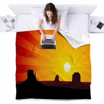 Monument Valley Arizona At Sunset EPS8 Vector Blankets 58429974