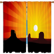 Monument Valley Arizona At Sunset EPS8 Vector Window Curtains 58429974
