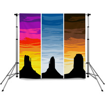 Monument Valley Silhouettes On Different Sunset Skies EPS8 Vect Backdrops 62836872