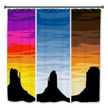 Monument Valley Silhouettes On Different Sunset Skies EPS8 Vect Bath Decor 62836872