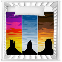 Monument Valley Silhouettes On Different Sunset Skies EPS8 Vect Nursery Decor 62836872