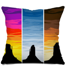 Monument Valley Silhouettes On Different Sunset Skies EPS8 Vect Pillows 62836872