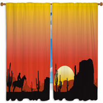 Monument Valley Sunset Landscape Window Curtains 25656564