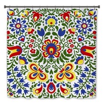 Moravian Folk Ornaments Floral Embroidery Colorful Bath Decor 297676119