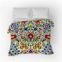 Moravian Folk Ornaments Floral Embroidery Colorful Bedding 297676119