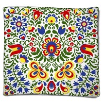 Moravian Folk Ornaments Floral Embroidery Colorful Blankets 297676119