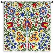 Moravian Folk Ornaments Floral Embroidery Colorful Window Curtains 297676119