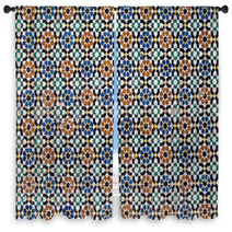 Moroccan Vintage Tile Background Window Curtains 55402486