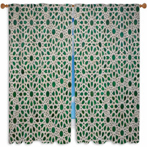 Moroccan Vintage Tile Background Window Curtains 55481721