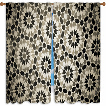 Moroccan Vintage Tile Background Window Curtains 68126998