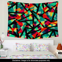Mosaic Colored Seamless Pattern With Grunge Effect Wall Art 72292537