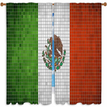 Mosaic Flag Of Mexico Window Curtains 66741003