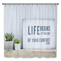 Motivational Poster Quote LIFE BEGINS AT THE END OF COMFORT ZONE Bath Decor 71504650