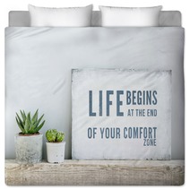 Motivational Poster Quote LIFE BEGINS AT THE END OF COMFORT ZONE Bedding 71504650