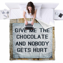Motivational Wooden Sign On Rustic Palette Chocolate Blankets 68317796