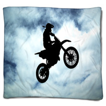 Moto Racer In Sky Blankets 22795830