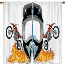 Motocross, Casco, Enduro, Gara Window Curtains 69378975