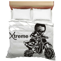 Motocross Sport Extreme Motorcycle Racing Extreme Sport Biker Racer Word Black And White Bedding 240719104