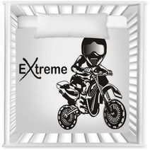 Motocross Sport Extreme Motorcycle Racing Extreme Sport Biker Racer Word Black And White Nursery Decor 240719104