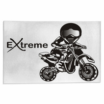Motocross Sport Extreme Motorcycle Racing Extreme Sport Biker Racer Word Black And White Rugs 240719104