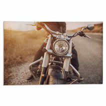 Motorbike On Asphalt With Rider Rugs 126757970