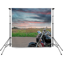 Motorcycle At Sunset Backdrops 50613282