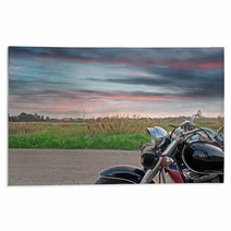 Motorcycle At Sunset Rugs 50613282
