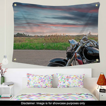 Motorcycle At Sunset Wall Art 50613282