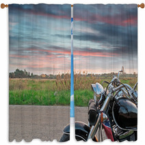 Motorcycle At Sunset Window Curtains 50613282