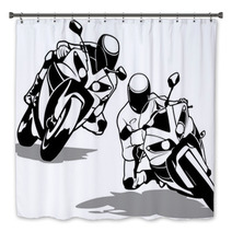 Motorcycle Biker Set Black And White Outline Illustrations Vector Bath Decor 108449233