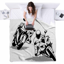 Motorcycle Biker Set Black And White Outline Illustrations Vector Blankets 108449233