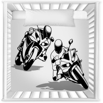 Motorcycle Biker Set Black And White Outline Illustrations Vector Nursery Decor 108449233