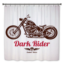 Motorcycle Grunge Vector Silhouette Retro Emblem And Label Bath Decor 100403274