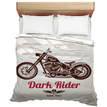 Motorcycle Grunge Vector Silhouette Retro Emblem And Label Bedding 100403274